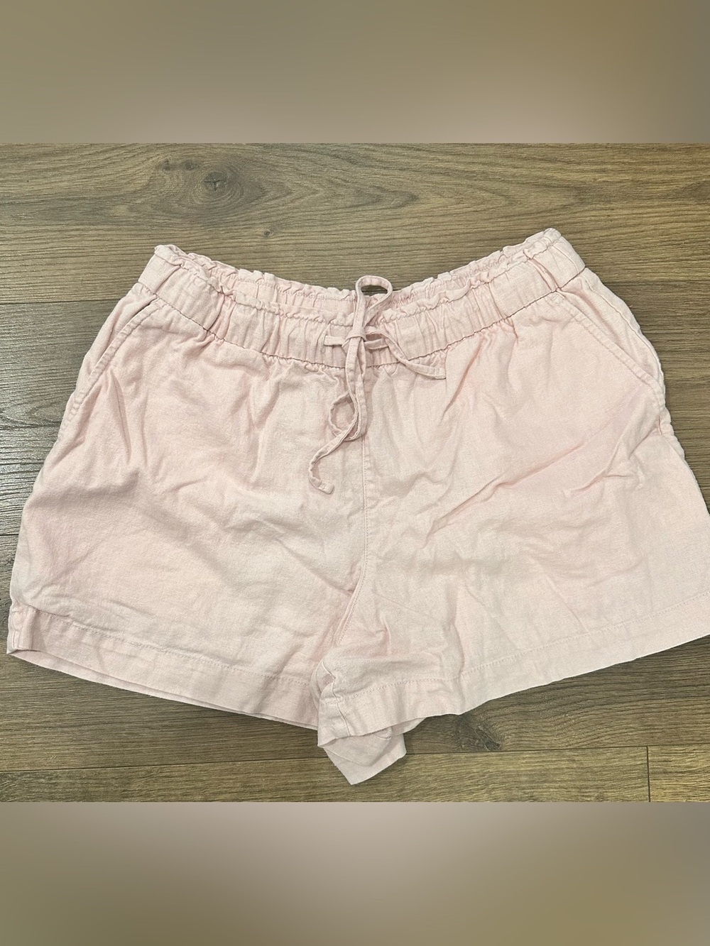 GAP Pale Pink Drawstring Linen-Blend Athletic Shorts